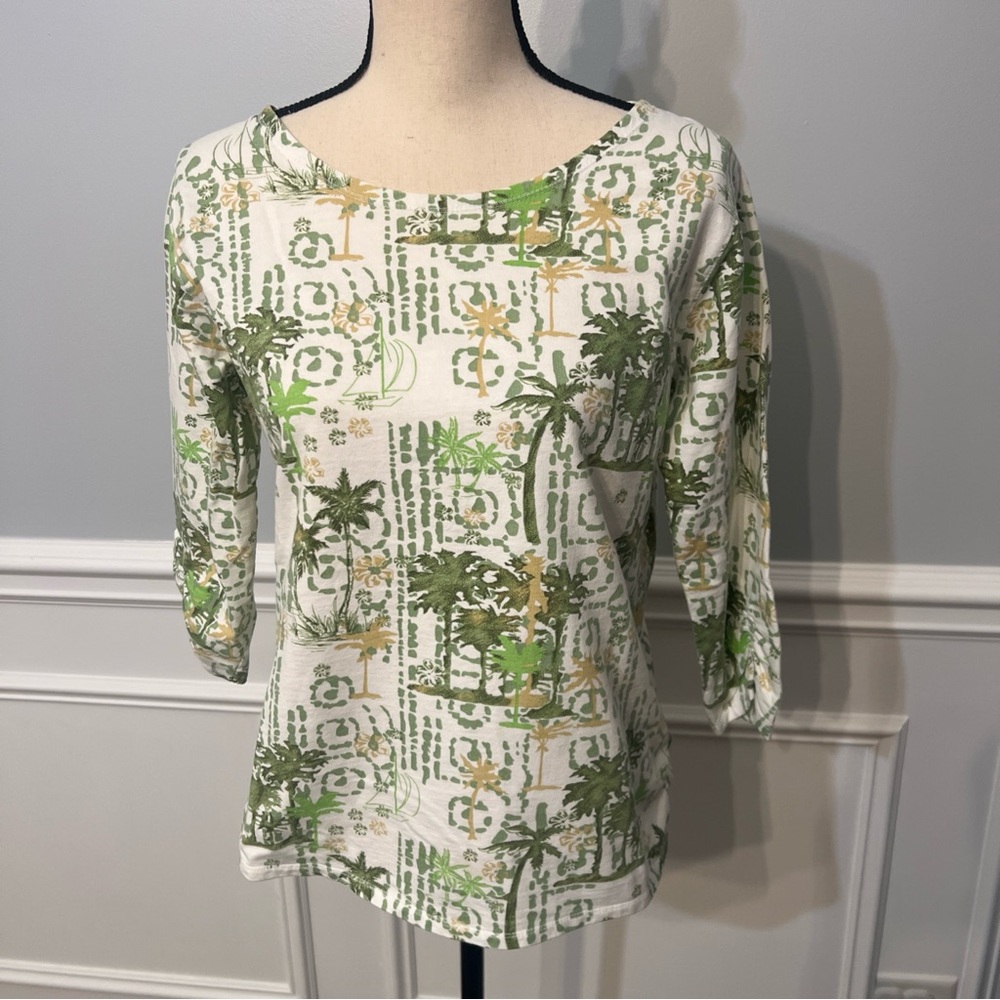 Palm Grove Womens Top Tunic 100% Cotton Beach Novelty Print Vacation Sailing S